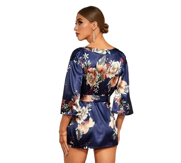 For Dreams Desenli Saten Kimono Sabahlık 8330 - Görsel 3