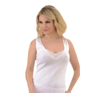 Seher Yıldızı Kadın Geniş Askılı Güpürlü Atlet 0012 (6’lı Paket)